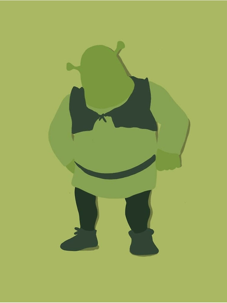 Minimalist Shrek Green Wallpaper: Iconic Silhouette on Plain Background