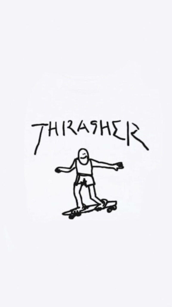 Minimalist Skateboarding iPhone Wallpaper with Thrasher Logo