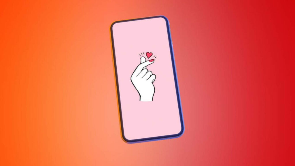 Minimalist Smartphone Wallpaper: Heart Gesture on Vibrant Gradient