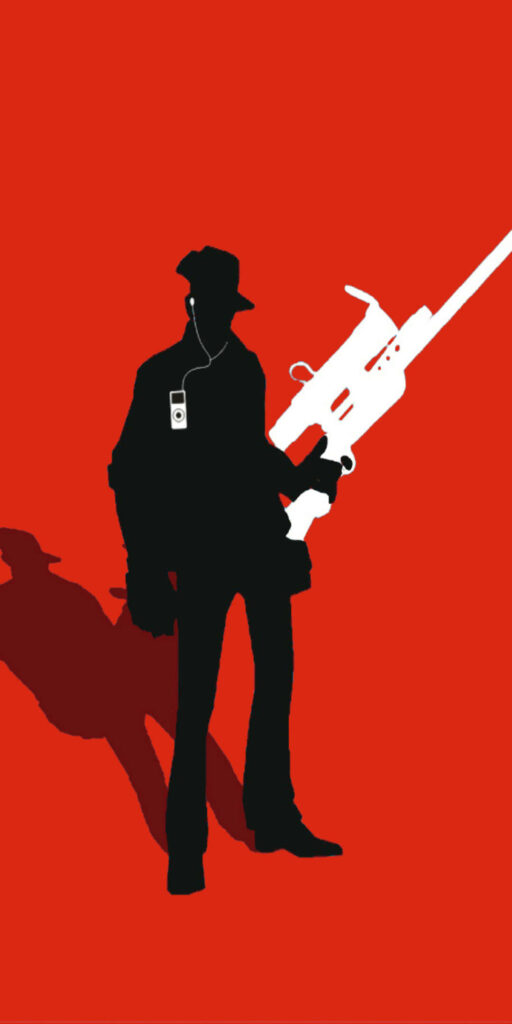 Minimalist Sniper TF2 Illustration on Bold Red Wallpaper Background