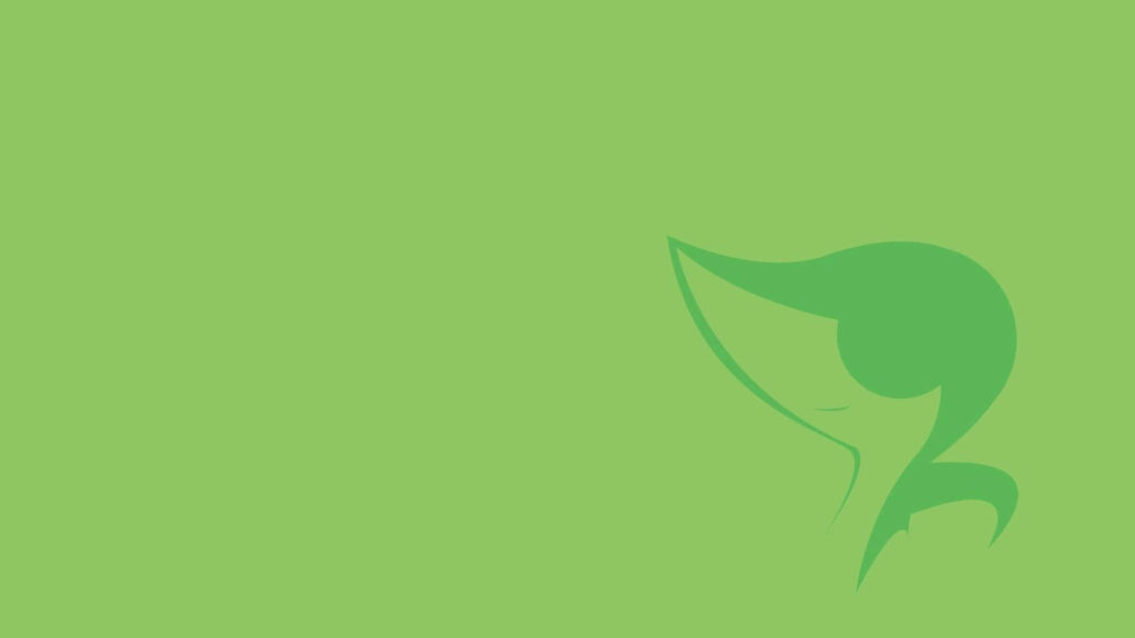 Snivy Silhouette Minimalist Wallpaper on Light Green Background