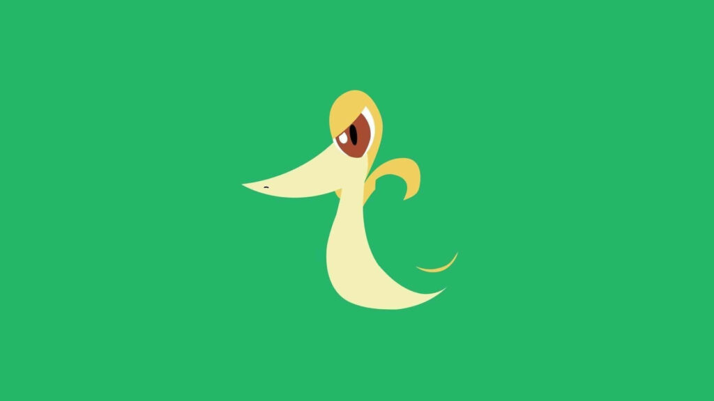 Minimalist Snivy Wallpaper: Vibrant Green Pokémon Art