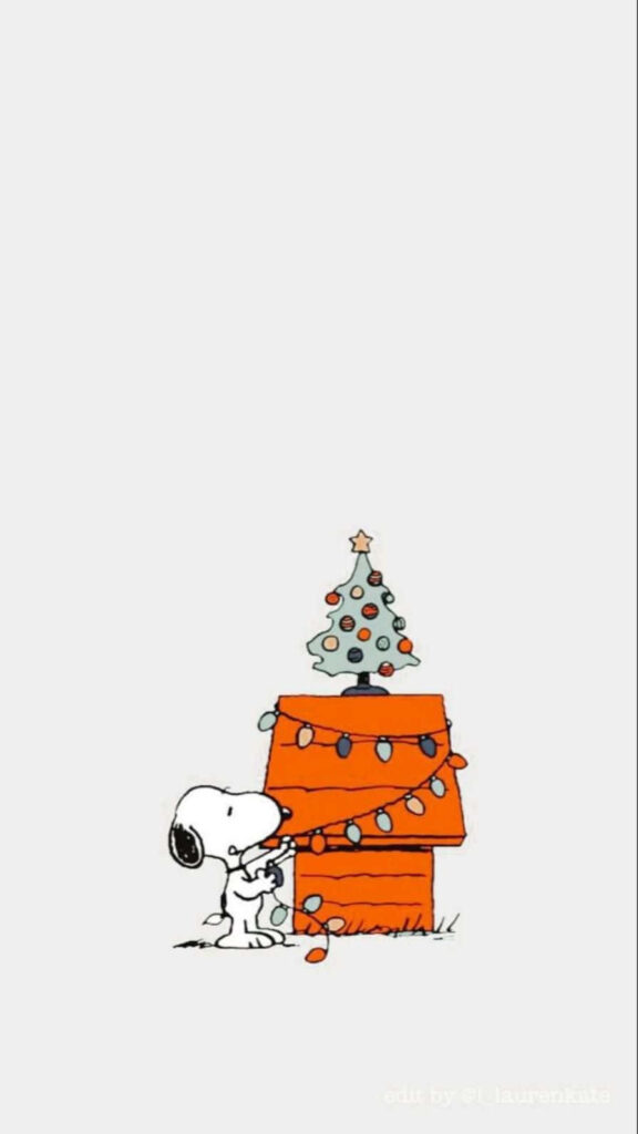 Adorable Minimalist Snoopy Christmas Wallpaper with Doghouse Festivities