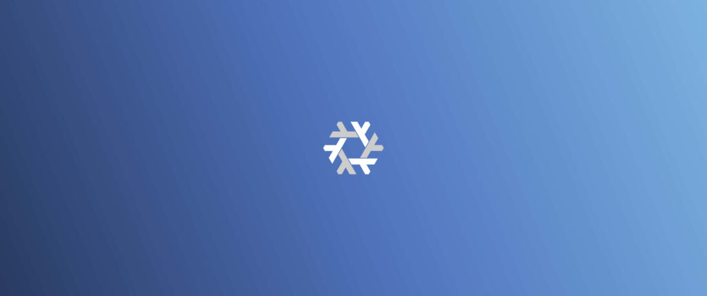 Minimalist Blue Gradient Wallpaper with Snowflake Icon - 3440x1440