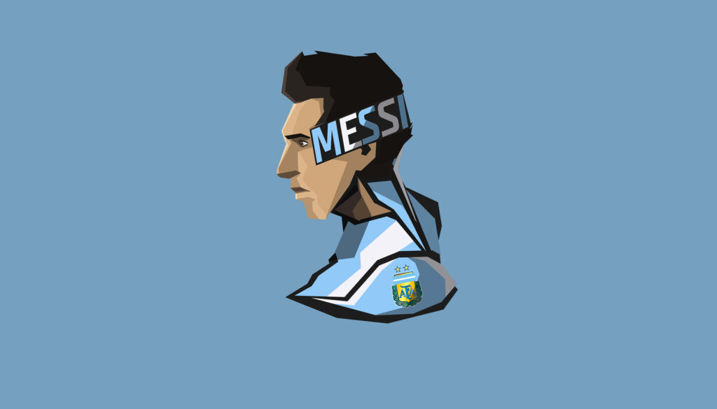 Minimalist Soccer Player Wallpaper: Geometric Design on Light Blue