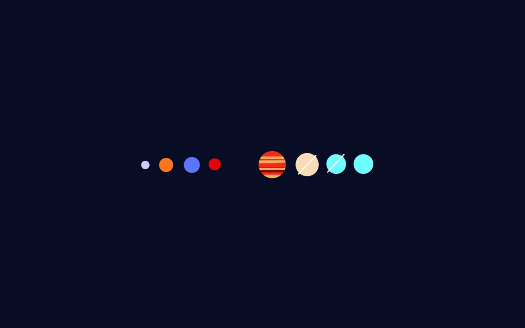 Minimalist Solar System Icons Wallpaper on Dark Blue Background