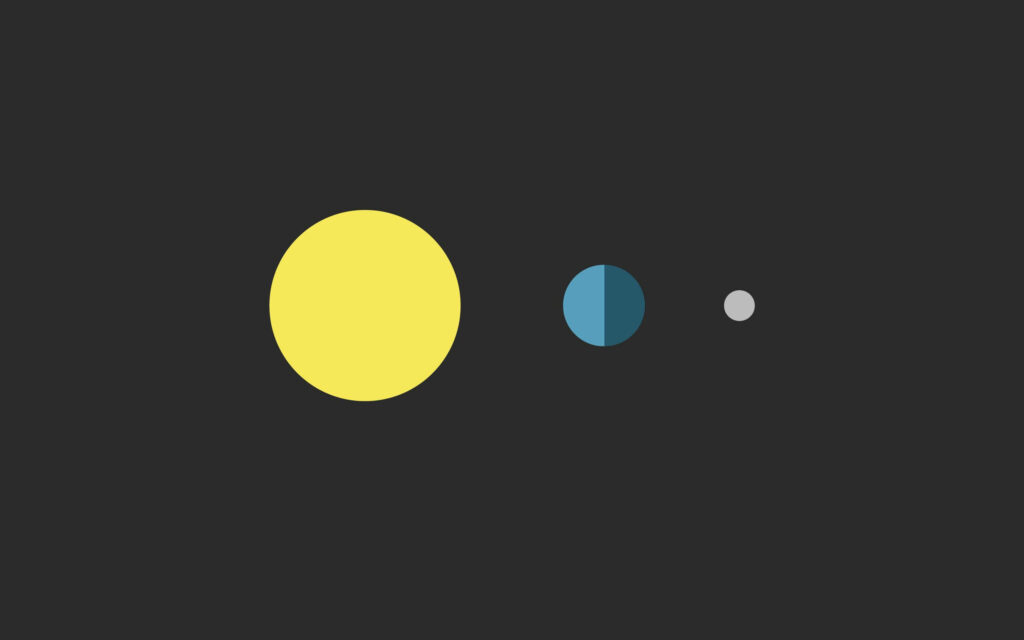 Minimalist Solar System Wallpaper: Geometric Planets on Dark Background