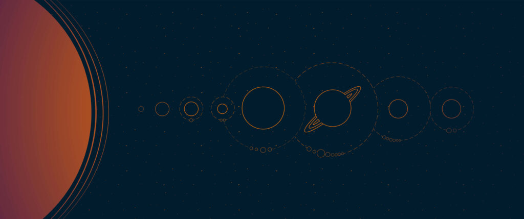 Minimalist Solar System Diagram Wallpaper on Starry Background