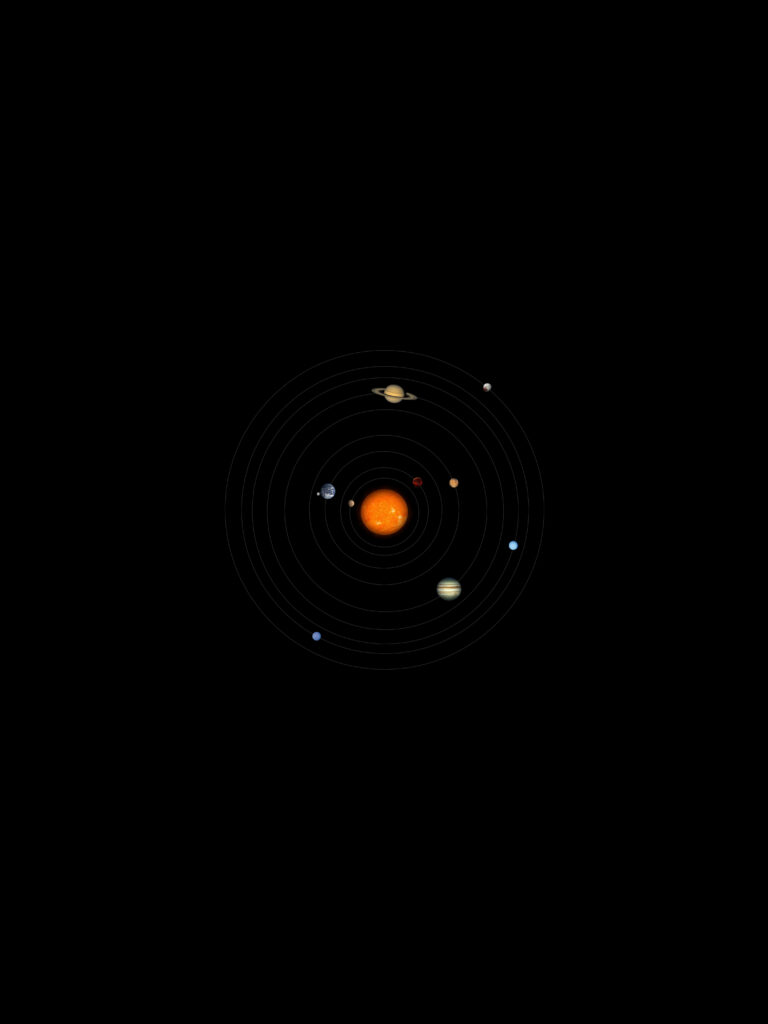 Minimalist Solar System Wallpaper - Small Planets on Black Background
