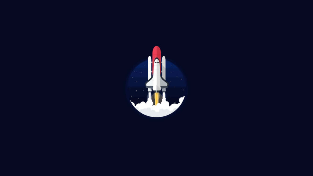 Minimalist Space Shuttle Launch Wallpaper in Starry Night Sky