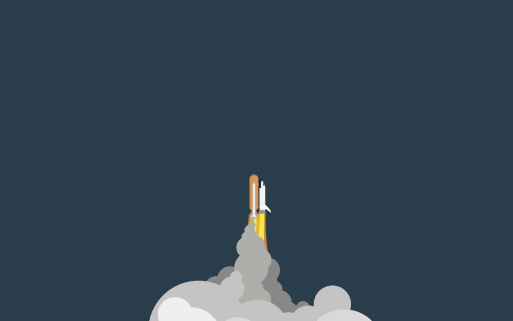 Minimalist Space Shuttle Launch Wallpaper on Dark Background