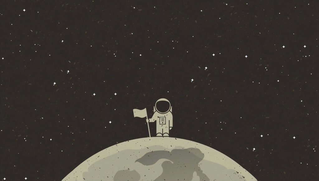 Minimalist Moon Wallpaper: Astronaut on a Starry Space Background