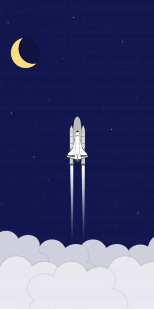 Minimalist Spaceship Wallpaper: Ascending Into Starry Night Sky