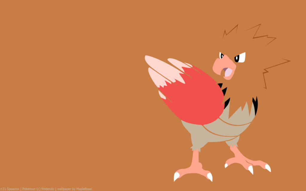 Minimalist Spearow Wallpaper on Brown Background - Pokémon Design