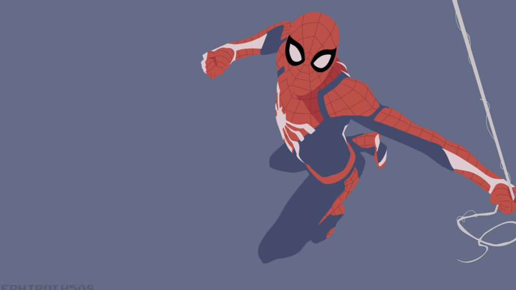 Minimalist Spider-Man Wallpaper: Bold Red & Blue on Blue Background
