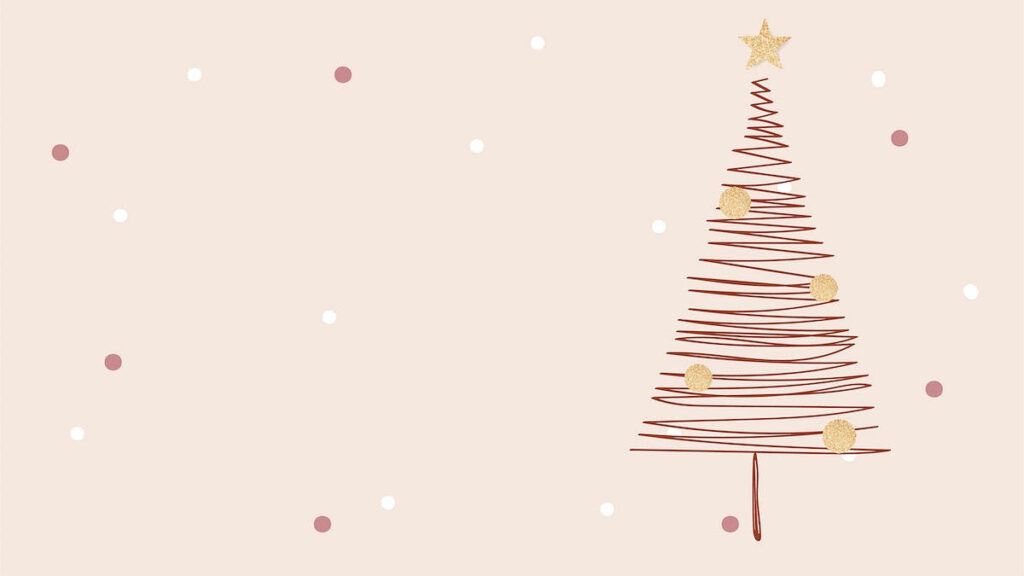 Minimalist Spiral-Line Christmas Tree Wallpaper with Polka Dots