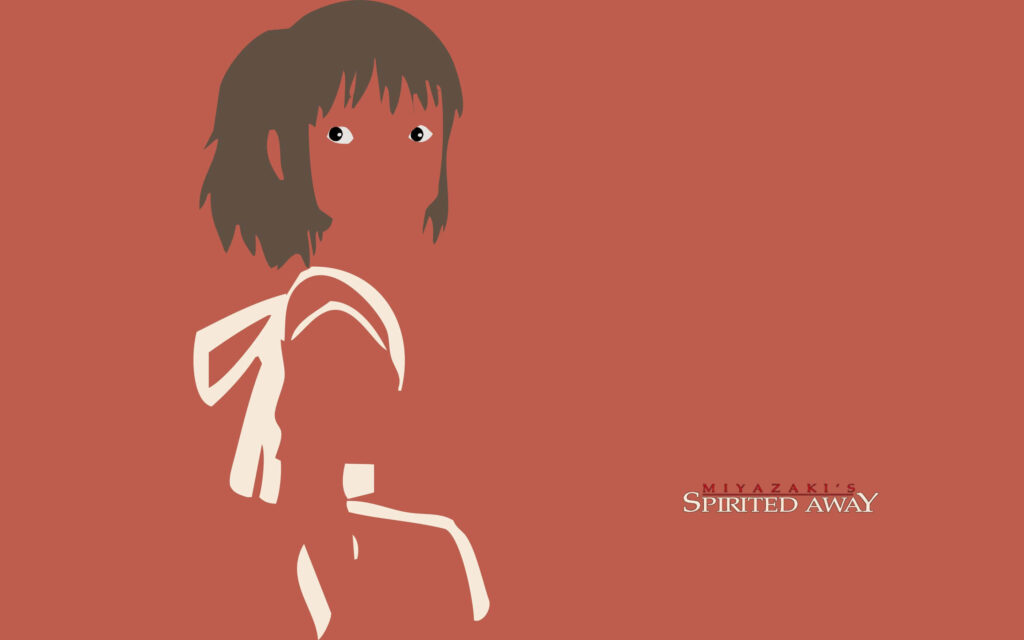 Minimalist Spirited Away Wallpaper: Stylish Character on Rust Background