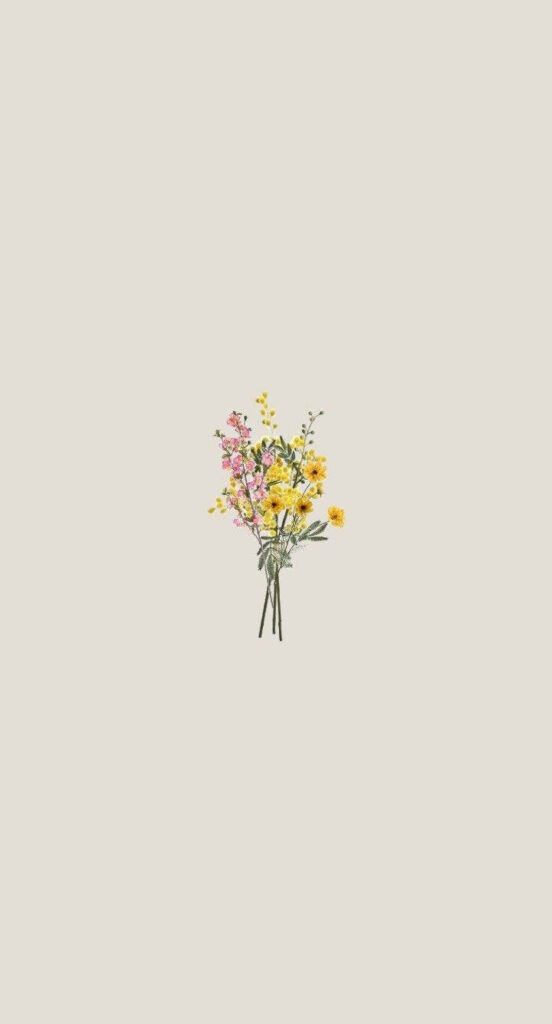 Minimalist Spring Flower Wallpaper on Light Beige Background
