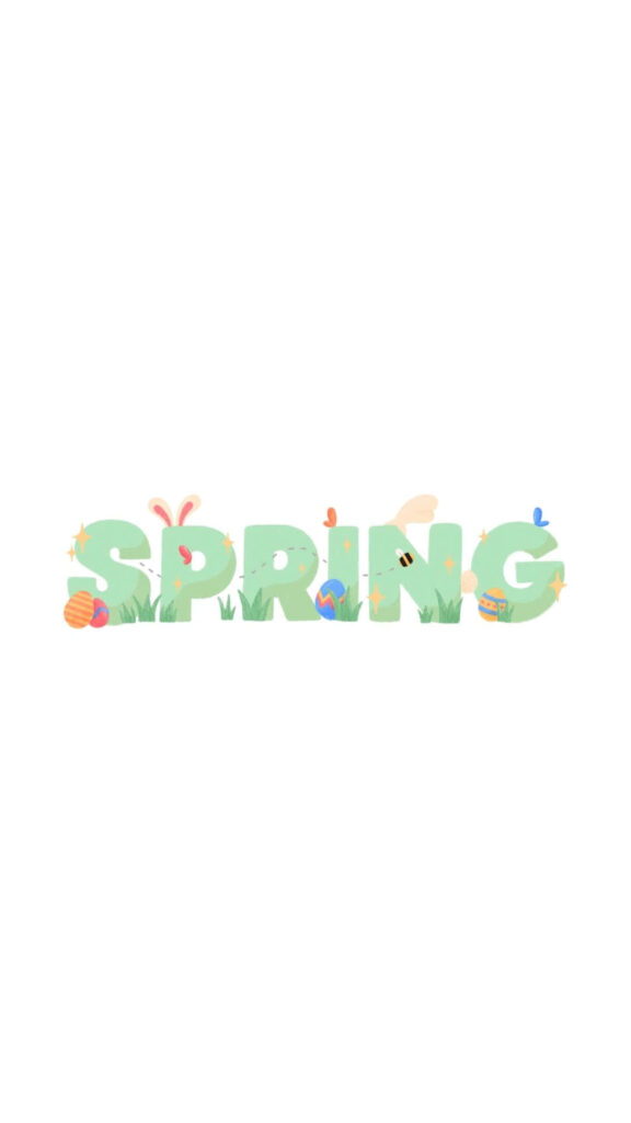 Minimalist Spring Wallpaper: Light Green & Playful Seasonal Elements