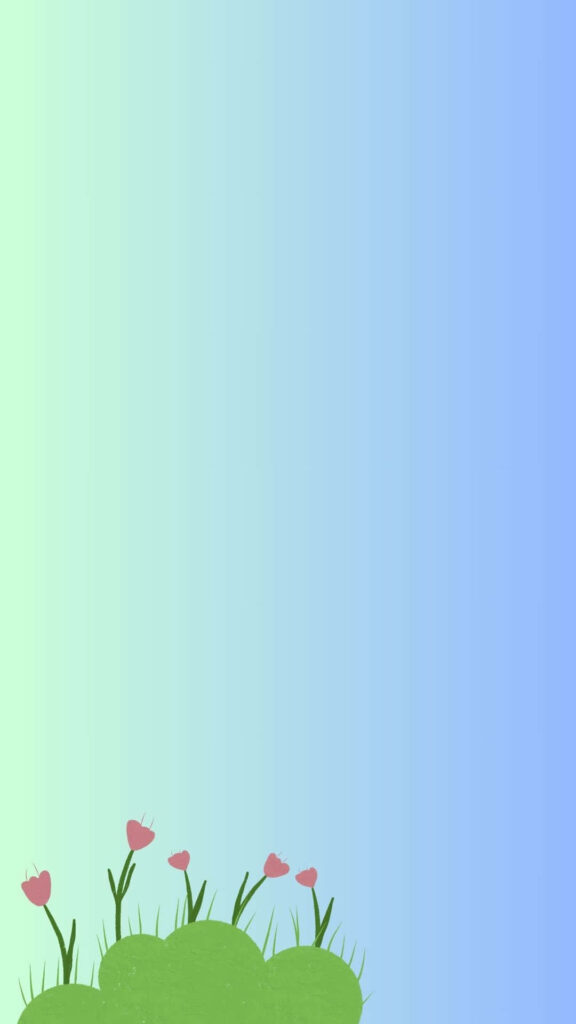 Minimalist Spring Wallpaper: Pastel Gradient with Nature Illustrations