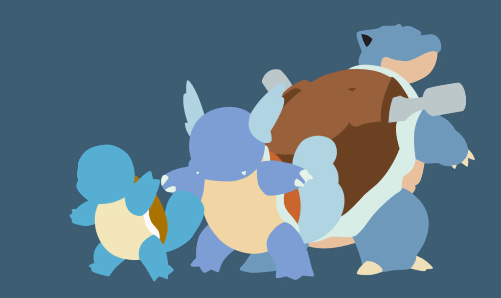 Minimalist Squirtle Evolution Wallpaper: Clean Flat Art Background