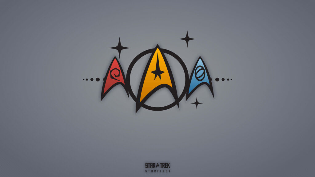 Minimalist Star Trek Wallpaper: Iconic Starfleet Insignia in Bold Colors