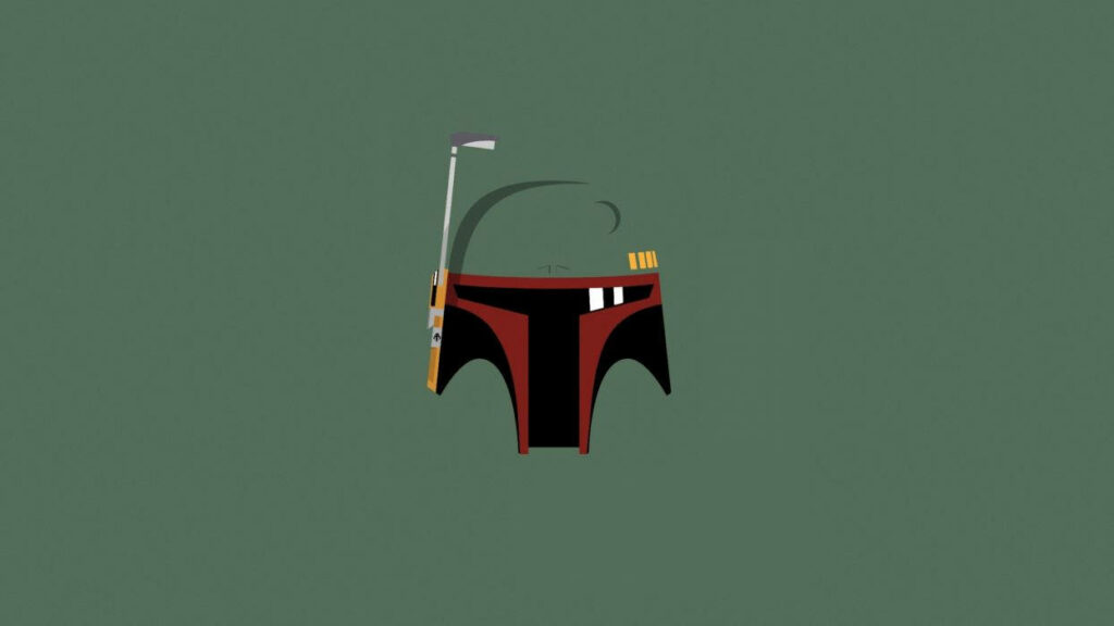 Minimalist Star Wars Helmet Wallpaper on Green Background