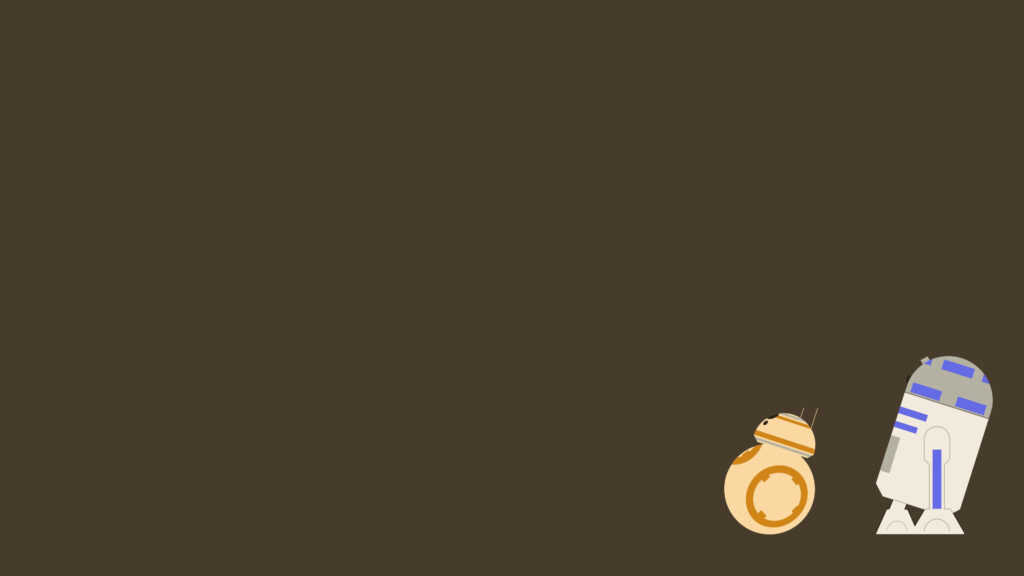 Minimalist Star Wars Wallpaper: BB-8 & R2-D2 in Muted Background