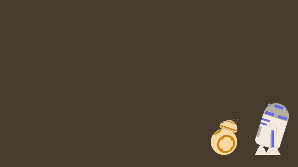 Minimalist BB-8 & R2-D2 Wallpaper on Dark Background