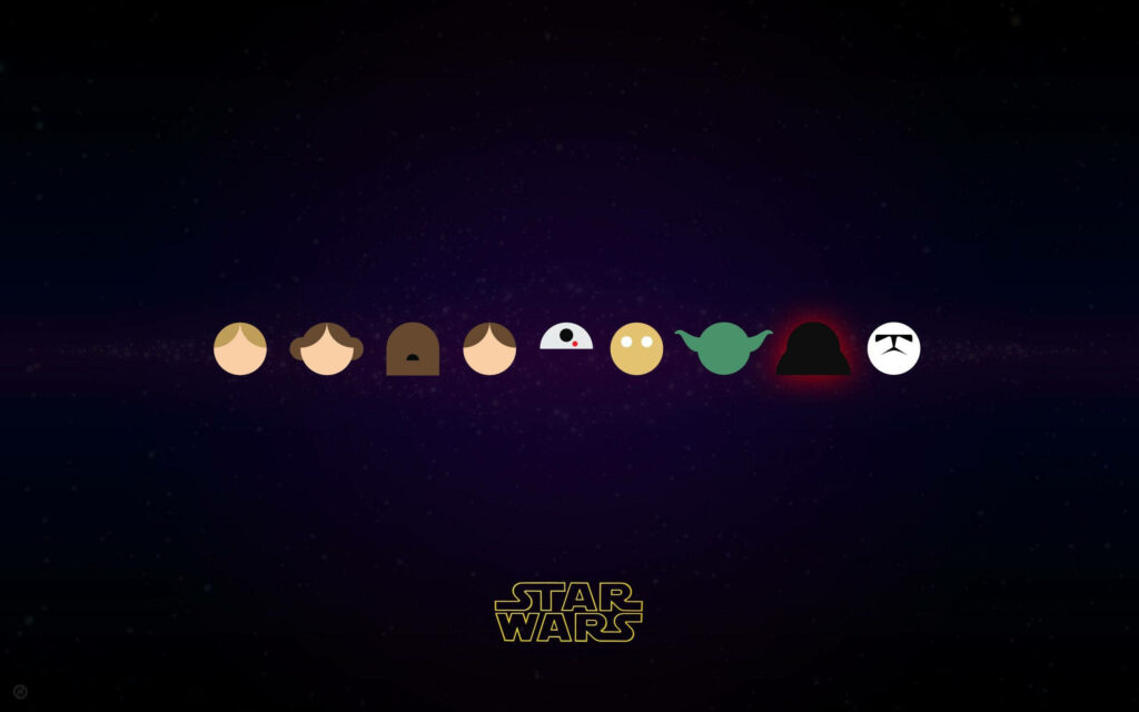 Minimalist Star Wars Wallpaper: Iconic Emblems on Starry Background