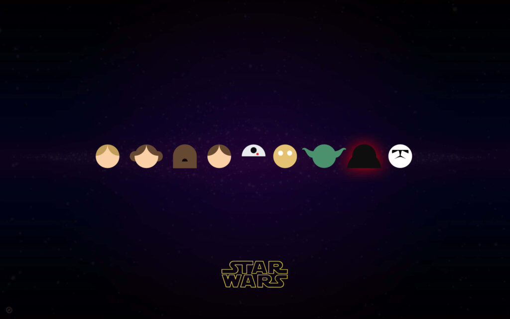 Minimalist Star Wars Wallpaper with Iconic Characters & Dark Background