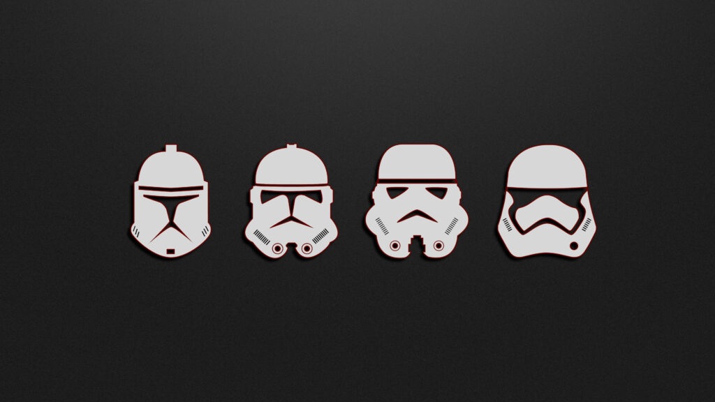 Minimalist Star Wars Wallpaper: Evolution of Stormtrooper Helmets