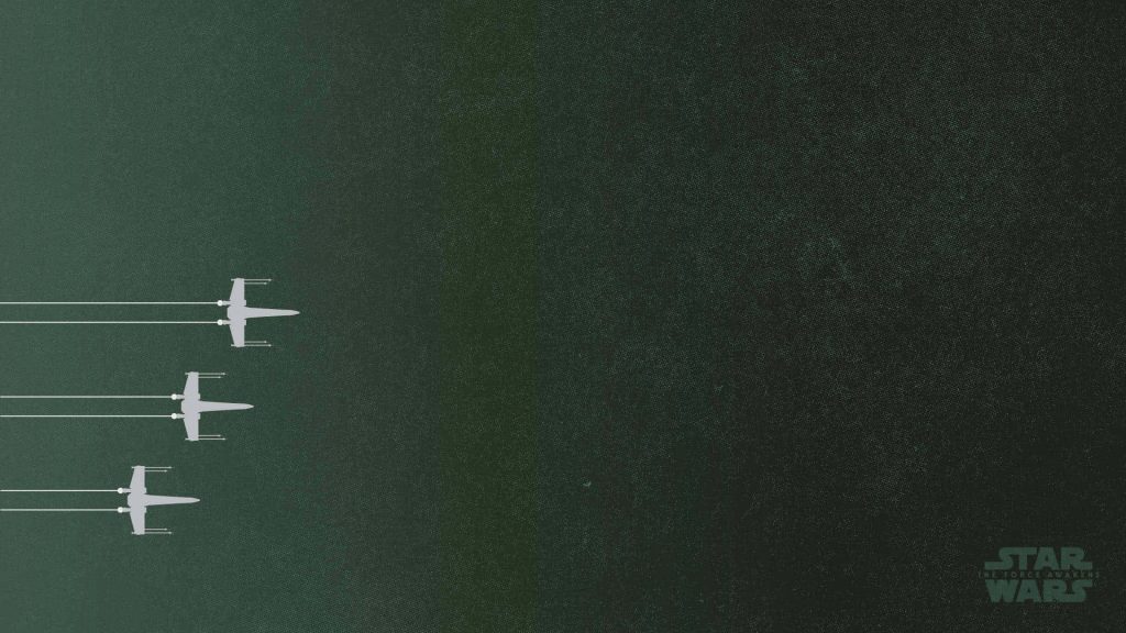 Minimalist Star Wars wallpaper with three white X-wing starfighters on dark green textured background