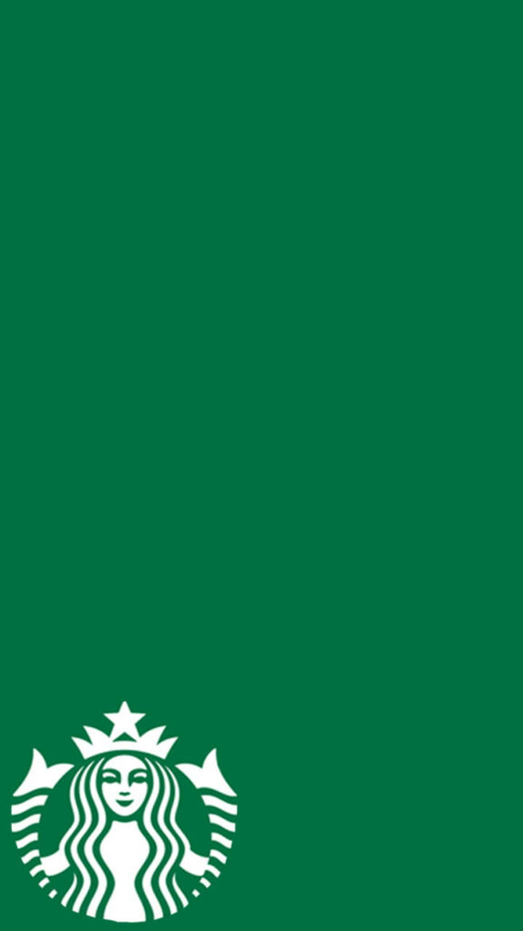 Minimalist Starbucks iPhone wallpaper green background with iconic logo at the bottom center