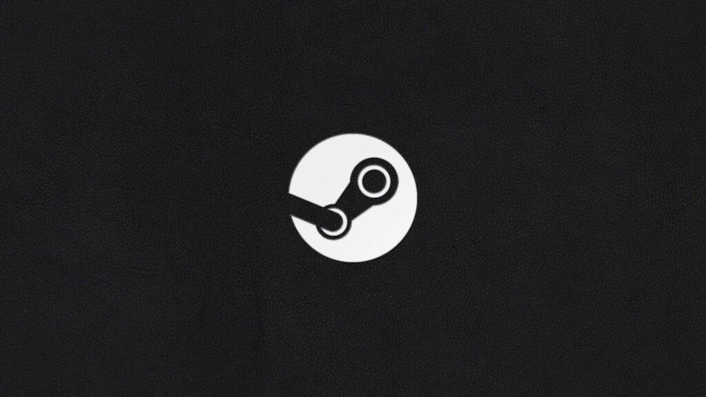 Minimalist Steam platform logo on sleek dark background modern stylish gamer wallpaper background