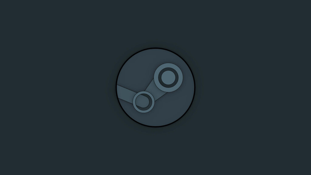 Minimalist Steam logo on dark sleek background modern gaming wallpaper for enthusiasts
