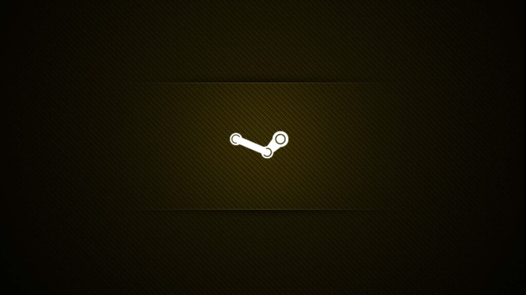 Minimalist Steam logo wallpaper dark textured background with subtle golden glow for fans