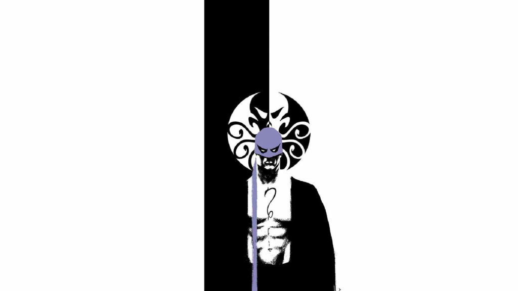 Minimalist Black & White Steel Serpent Wallpaper: Iron Fist Villain Art