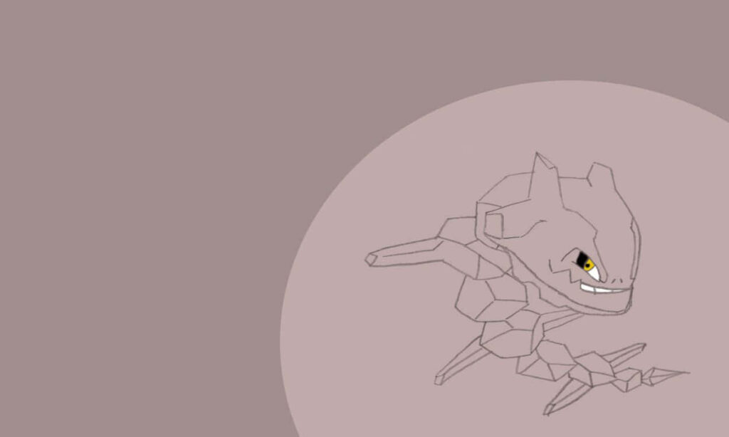 Steelix Wallpaper: Minimalist Design with Fierce Expression & Background