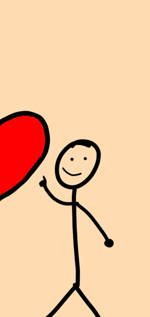 Minimalist Stick Man Heart Drawing - Perfect Friends Wallpaper