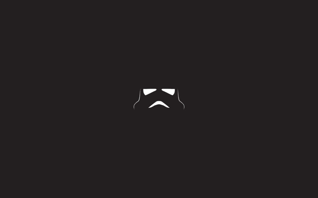 Minimalist Black Wallpaper: White Stormtrooper Helmet Outline
