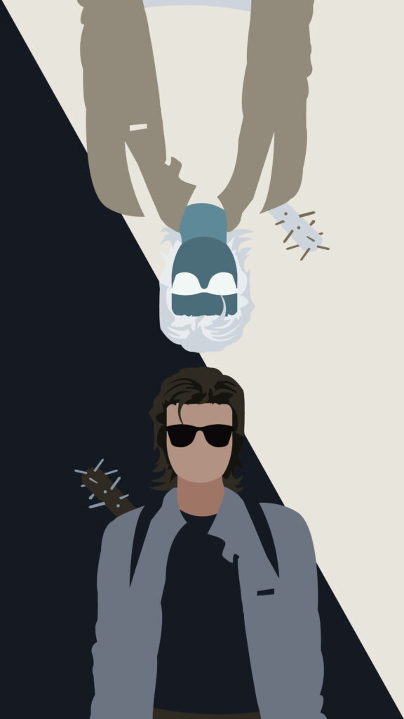 Stranger Things-Inspired Minimalist Character Wallpaper with Reflection