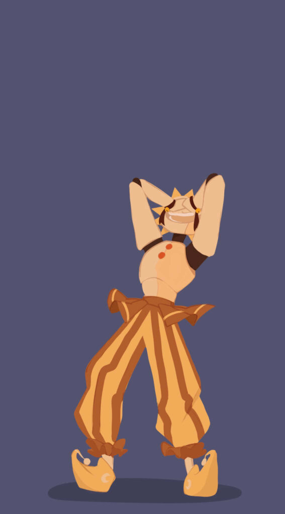 Minimalist Sundrop FNAF Wallpaper: Cheerful Vector Art on Purple