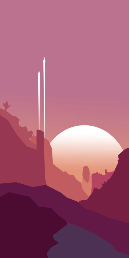 Minimalist Sunrise Mountain Wallpaper: Calming Purple Background