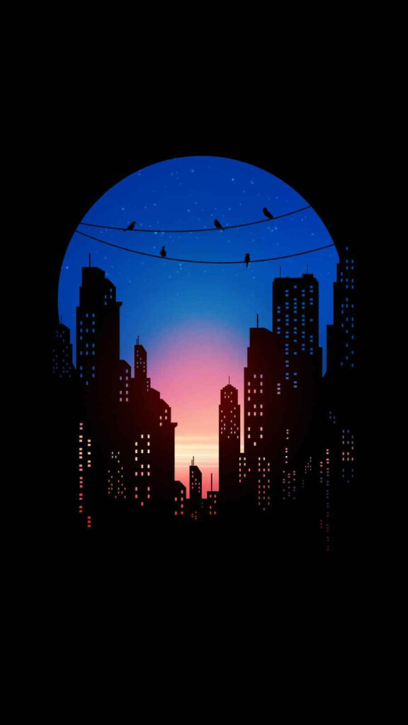 Minimalist Sunset City Skyline Wallpaper for iPhone Background