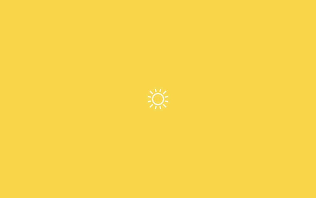 Minimalist white line art sun on vibrant mustard yellow background bright cheerful wallpaper