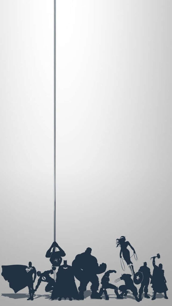 Minimalist Superhero Silhouettes Wallpaper - Unity and Strength Design