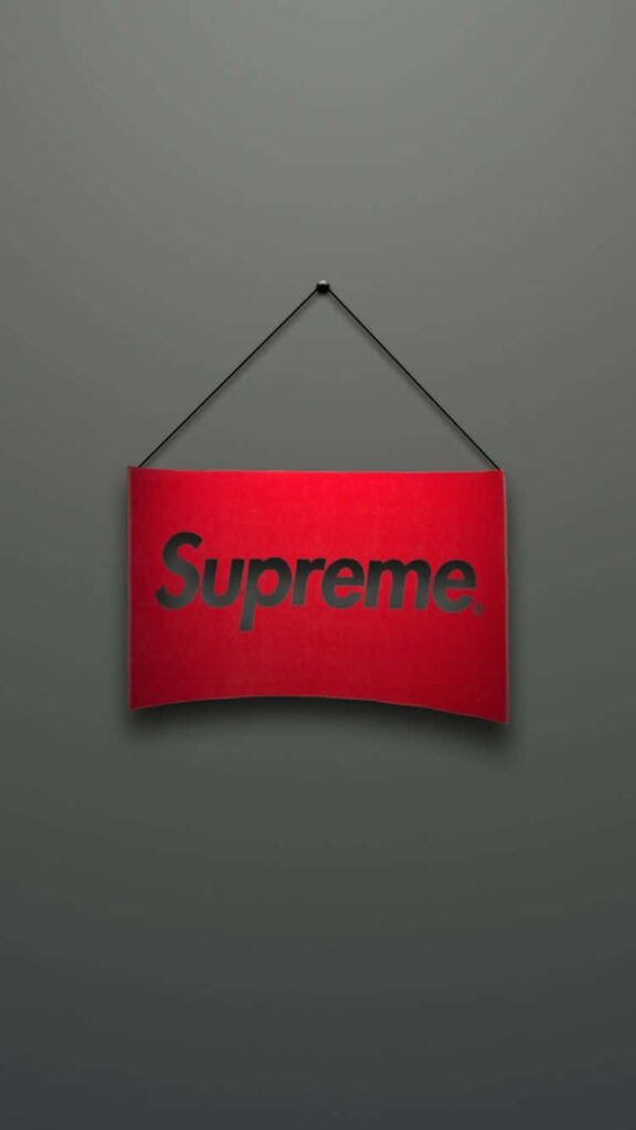 Minimalist Supreme Wallpaper: Red Sign on Grey Background Design