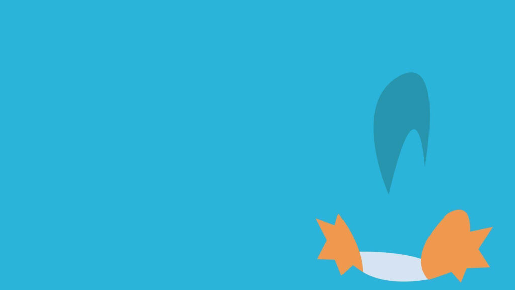 Minimalist Swampert Vector Art Wallpaper in Blue & Orange Design