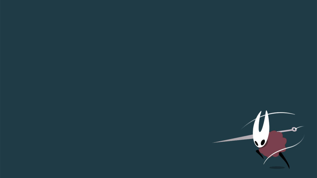 Minimalist Sword-Wielding Character Wallpaper on Dark Teal Background